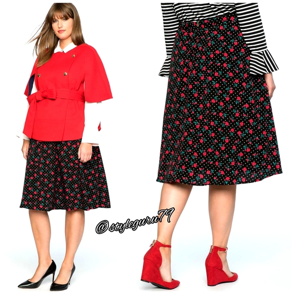 Draper James for ELOQUII, Polka Dot Floral Skirt - Picture 2 of 4